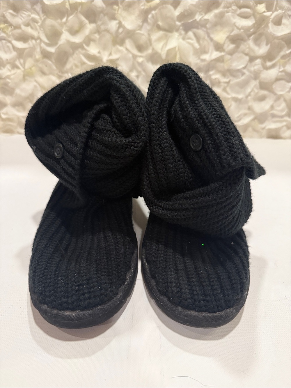 UGG Black Knit Fold-Over Button Booties